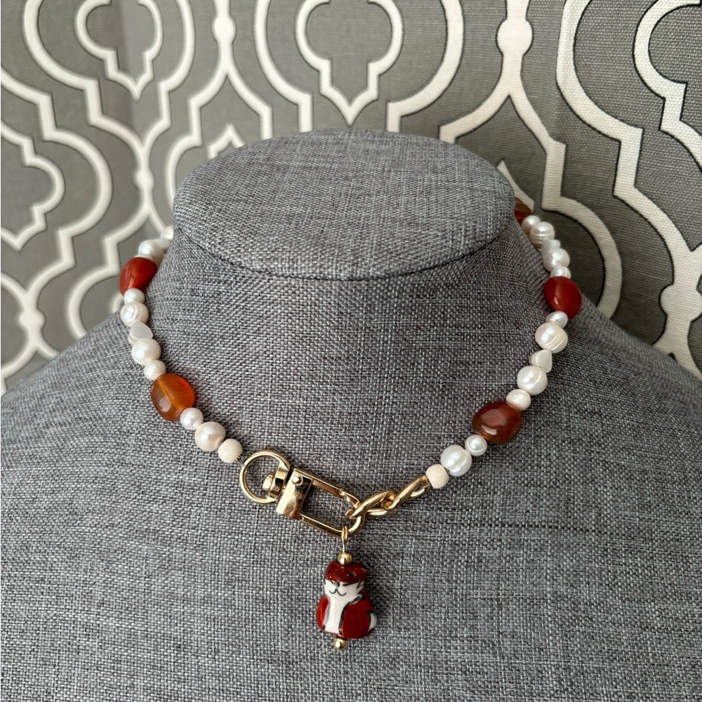 Modern Stone Necklace with Charm - Picture 8 of 12